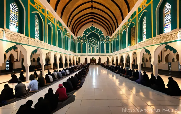 북키프로스 라마단 축제 - **"A serene and majestic interior view of a historic mosque in Northern Cyprus, reminiscent of the S...