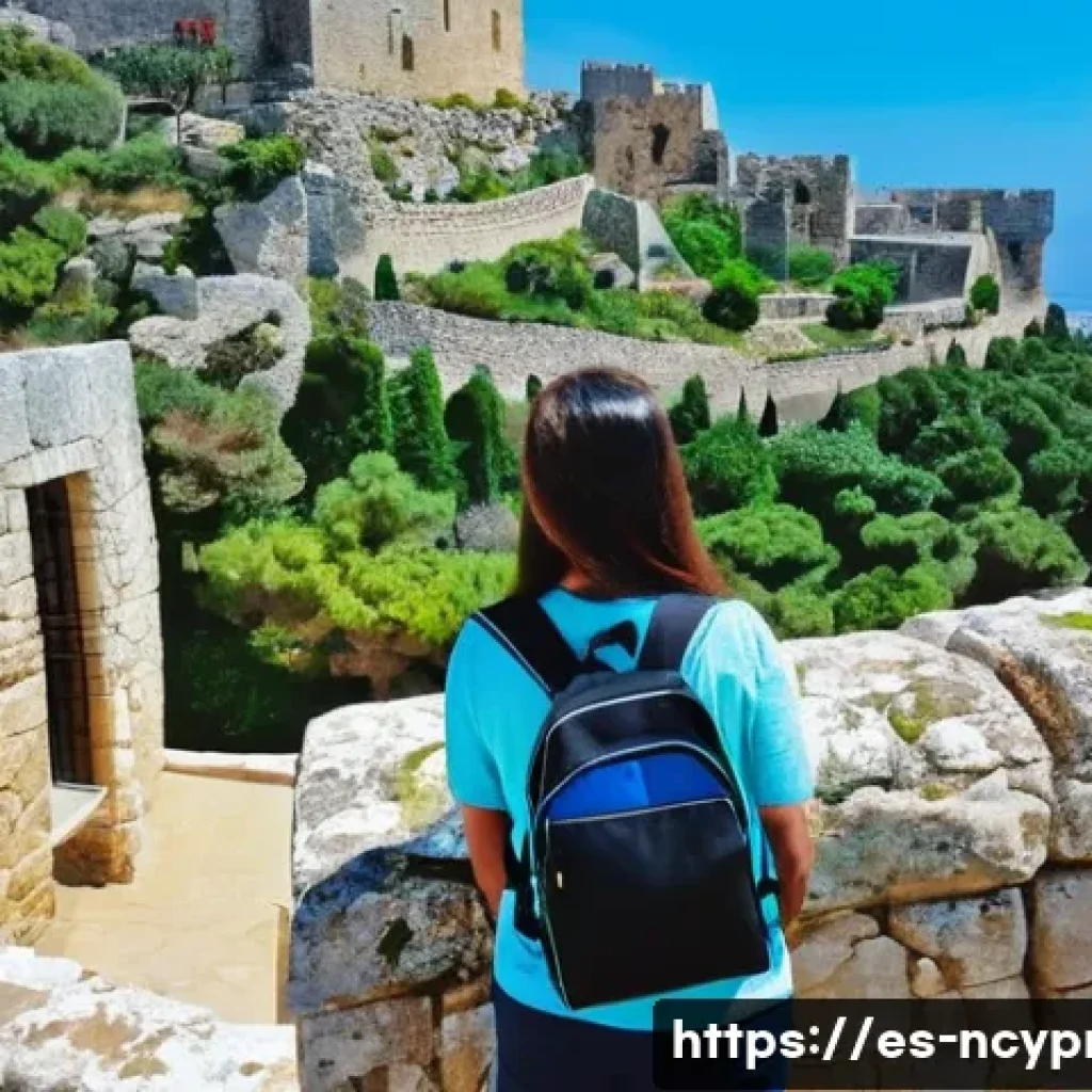 북키프로스 안전 여행 팁 - **Prompt 1: "St. Hilarion Castle Exploration"**
A female traveler, mid-20s, with a curious and s...